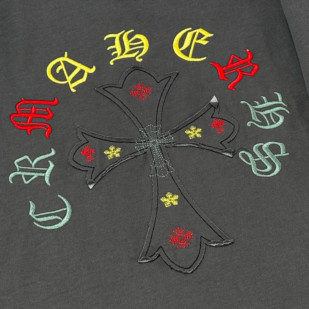 P180 Chrome Hearts 25 high version fabrics made of 300g high-density cotton, no deformation, no shrinkage, complete with three labels, same style for men and women, process: patch embroidery, color: white, black, gray SIZE: S-XL